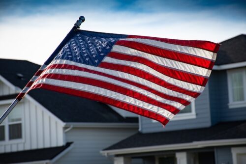 American flag in the wind