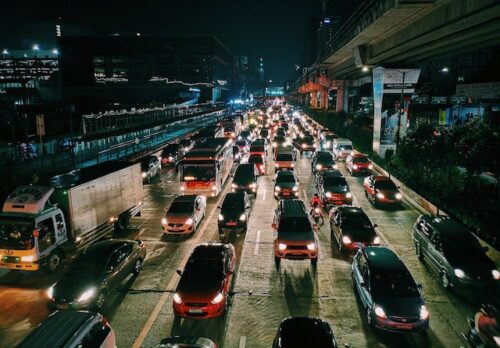 traffic congestion at night