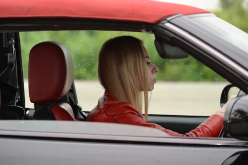 woman driving car