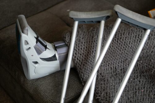 crutches and boot